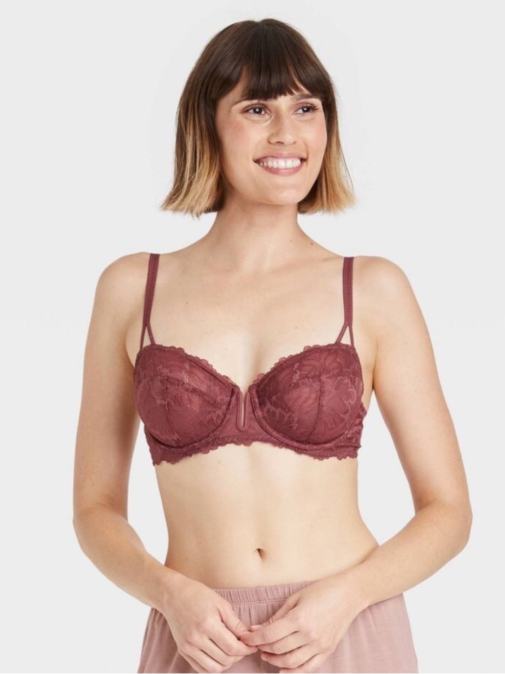 Auden Lace Underwire Bra in Burgundy